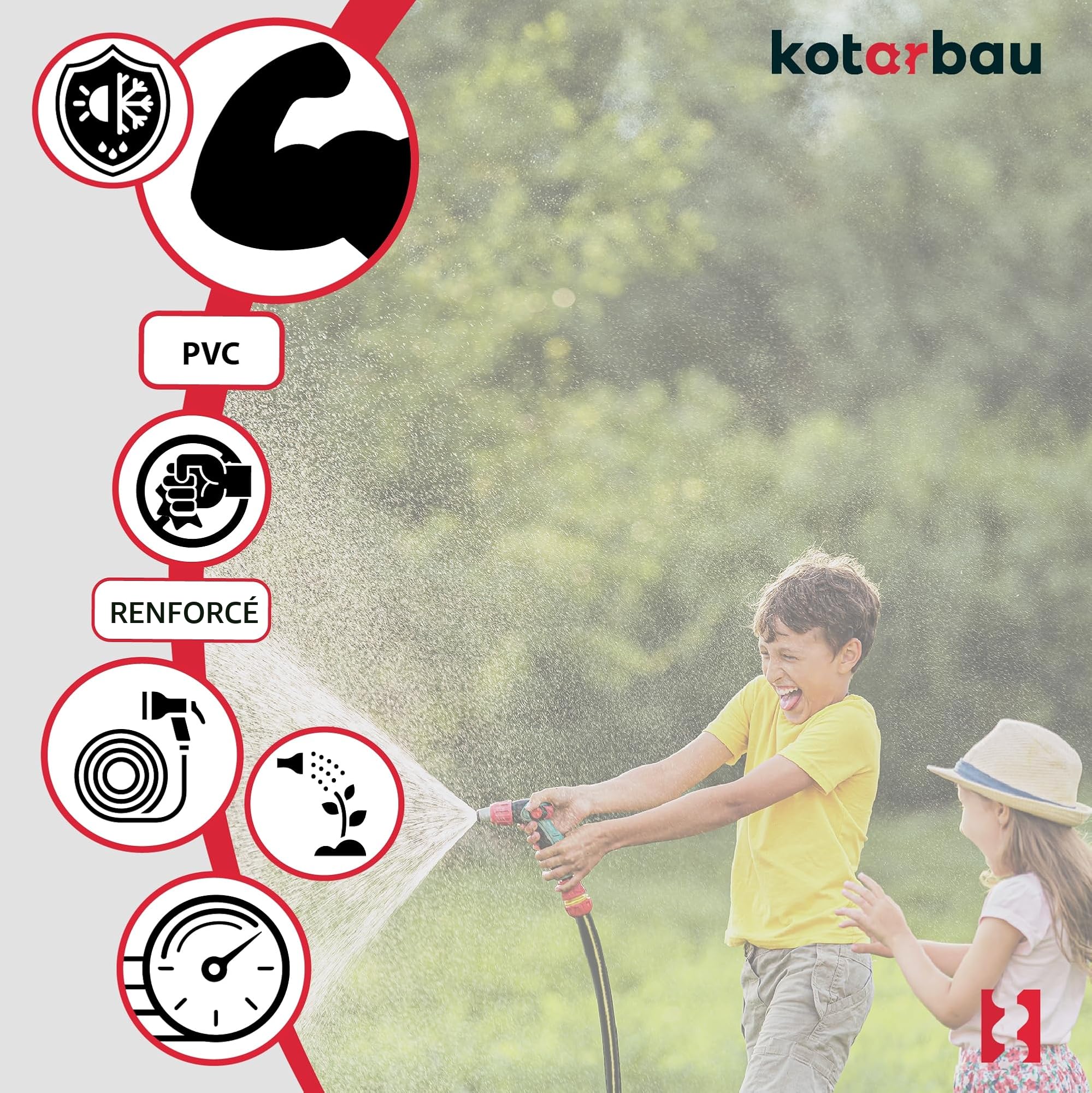 KOTARBAU® Tuyau d'arrosage professionnel, 1/2", 50 m, renforcé, noir et jaune, pour arroser les plantes, 4 couches
