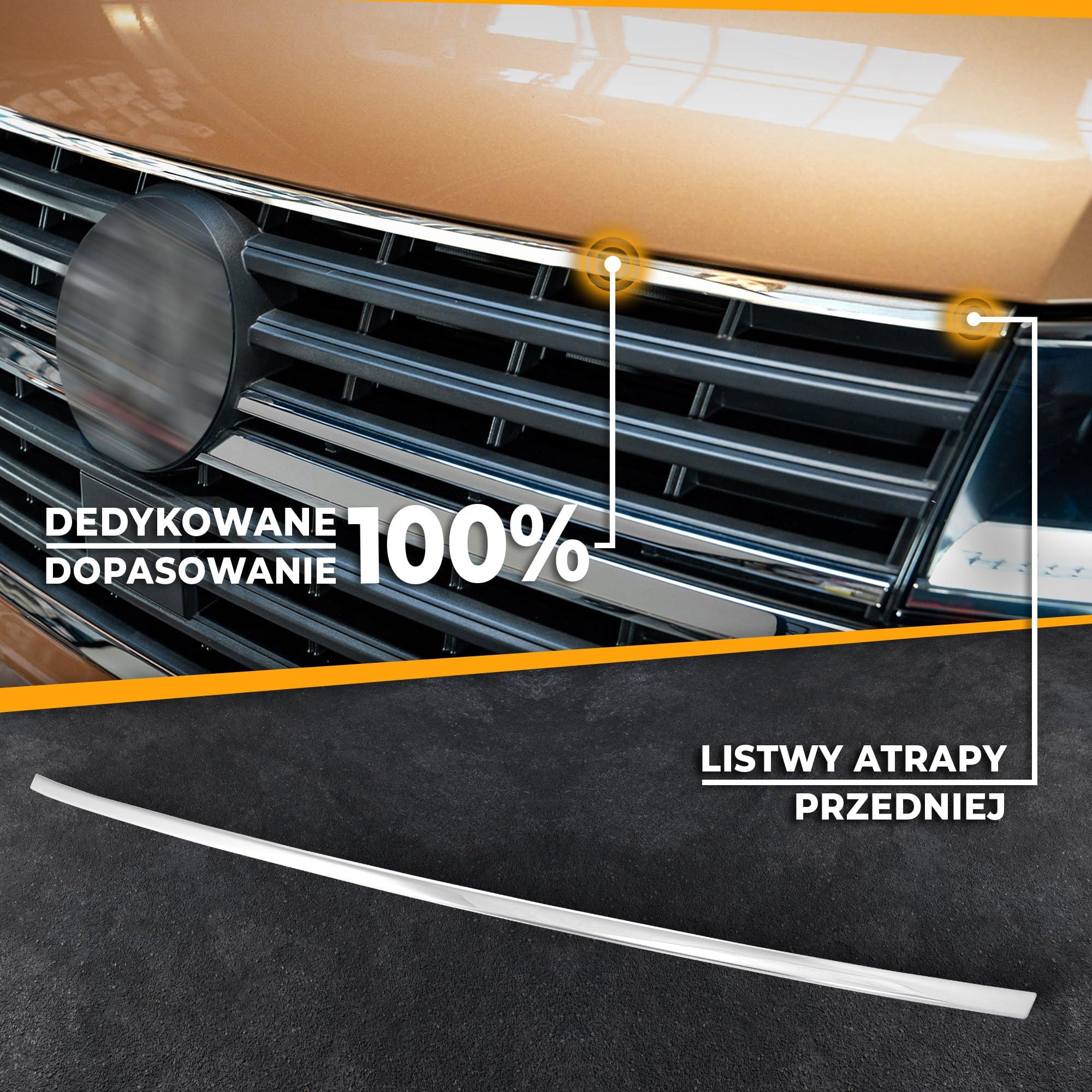 CHROMEMASTER | Kompatybilne z VW T6.1 Caravelle 2019-2024 | Listwy Atrapy Przedniej; Listwy na Grill Auta; Stal Nierdzewna Polerowana | Idealne Dopasowanie | Nowy, Atrakcyjny Wygląd Samochodu