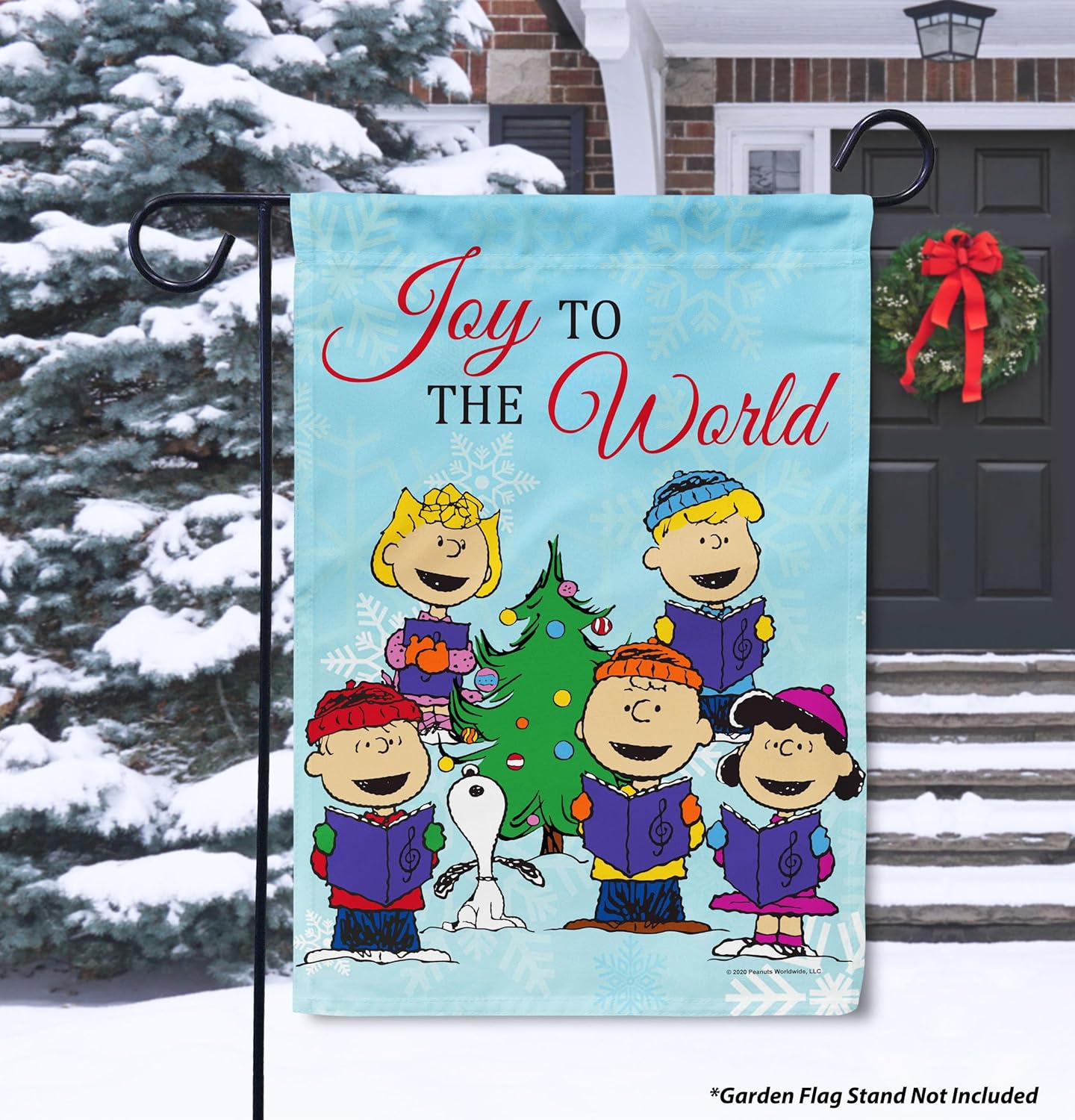 Flagology, PEANUTS Group Carolers – Garden Flag 12" x 18", Officially Licensed Peanuts®, Christmas