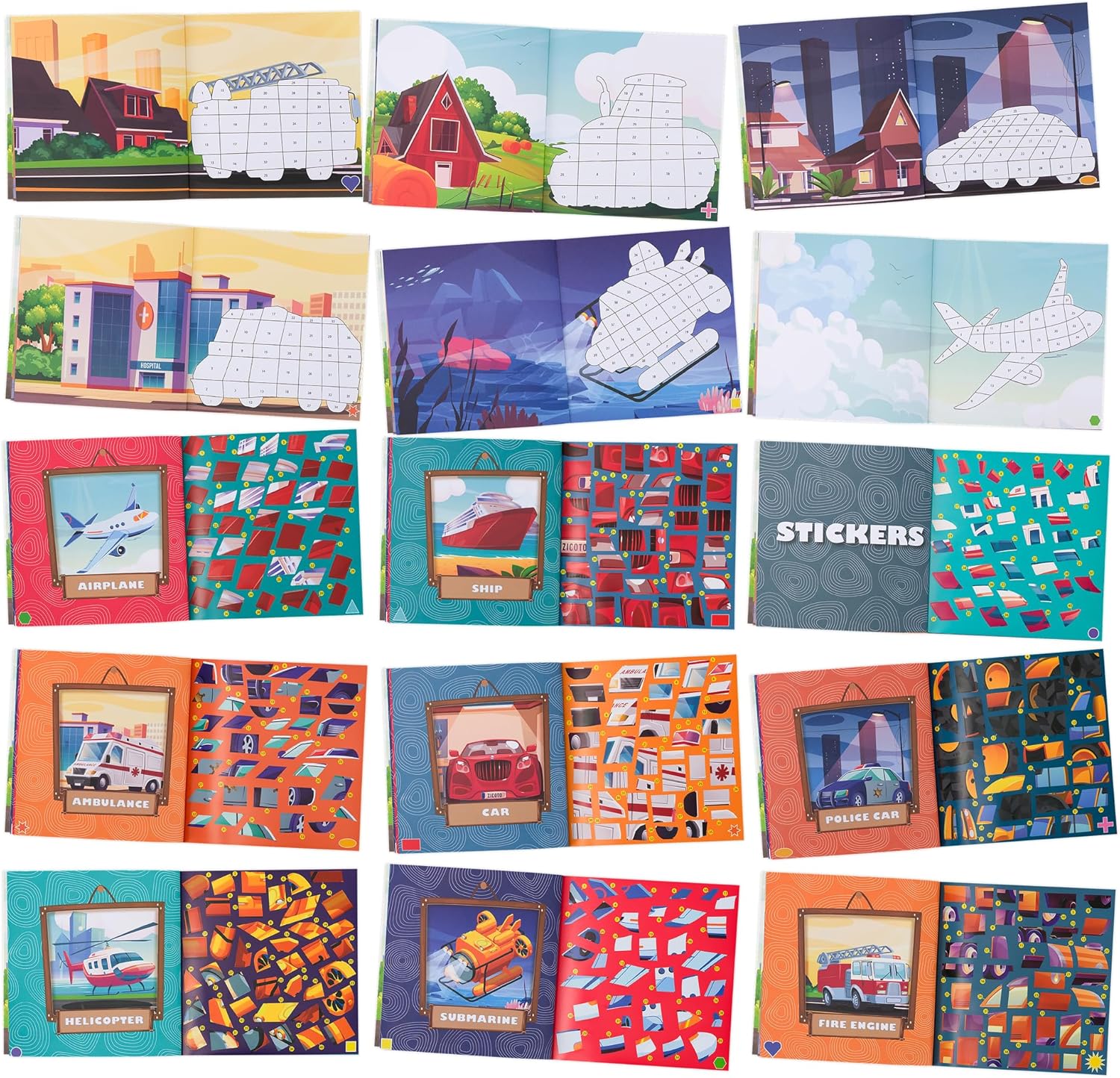 Fun Paint with Sticker Books for Kids Set of 2 - Entertaining Sticker Activity with Vibrant Themes Keeps Kids Ages 4-8 Busy - Perfect Puzzle to Learn Shapes and Numbers at Home or Travelling - Image 7