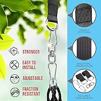 Vista 6 de SereneLife - Columpio en forma de plato con kit para colgar en árbol, columpio de árbol para exterior de 40", 2 correas ajustables para colgar