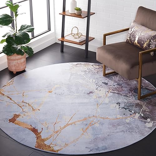 Miniatura 2 de Safavieh Tacoma Collection - Alfombra decorativa, 3 x 5 pies, color gris y beige, diseño abstracto, no desprende pelusa y de fácil cuidado, lavable