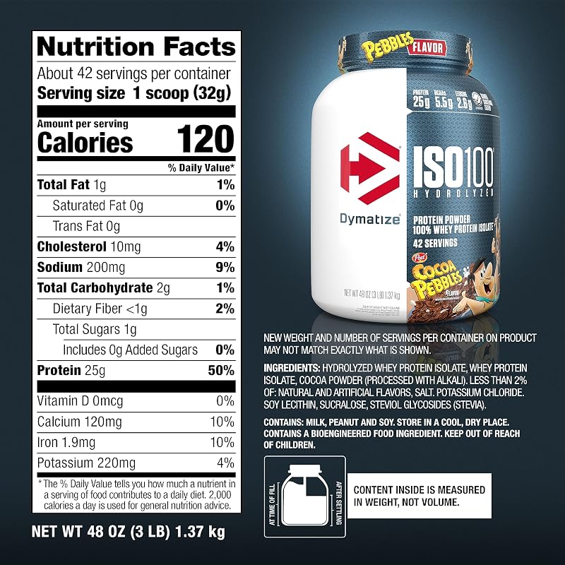 Dymatize ISO100 Protein Powder, 100% Whey Isolate, Cocoa Pebbles image 5