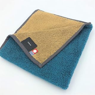 今治タオル ハンドタオル 日本の伝統 34cm×35cm 青系 納戸色×生壁色 日本製 今治 無地 優しい肌触り エステ用タオル キッチンタオル リバーシブル 綿100％ コットン100％