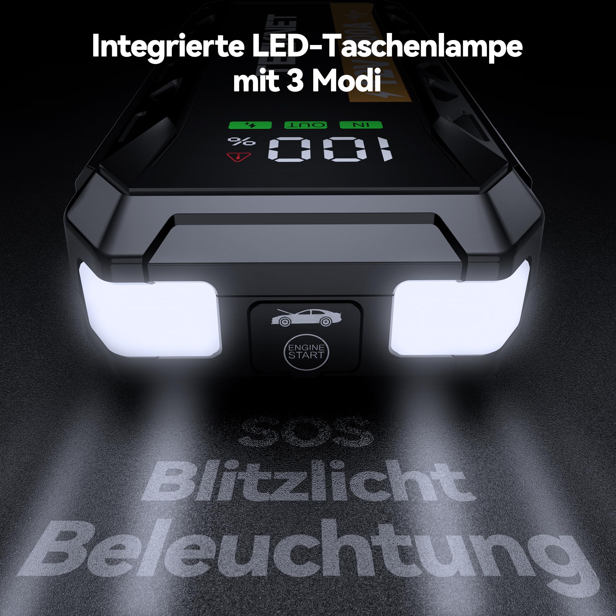 TECKNET Starthilfe Powerbank, 4000A Auto Starthilfe für 12V Fahrzeuge (Bis zu 10L Benzin/8L Diesel), Starter Powerbank mit LED, 2 Schnelllade USB Ausgänge, Batterie Jump Starter mit Starthilfekabel