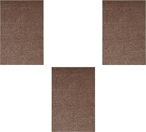 Furnish my Place Alfombra moderna de felpa de color marrón liso, para interiores y exteriores, ideal para niños, mascotas, eventos, sala de estar,