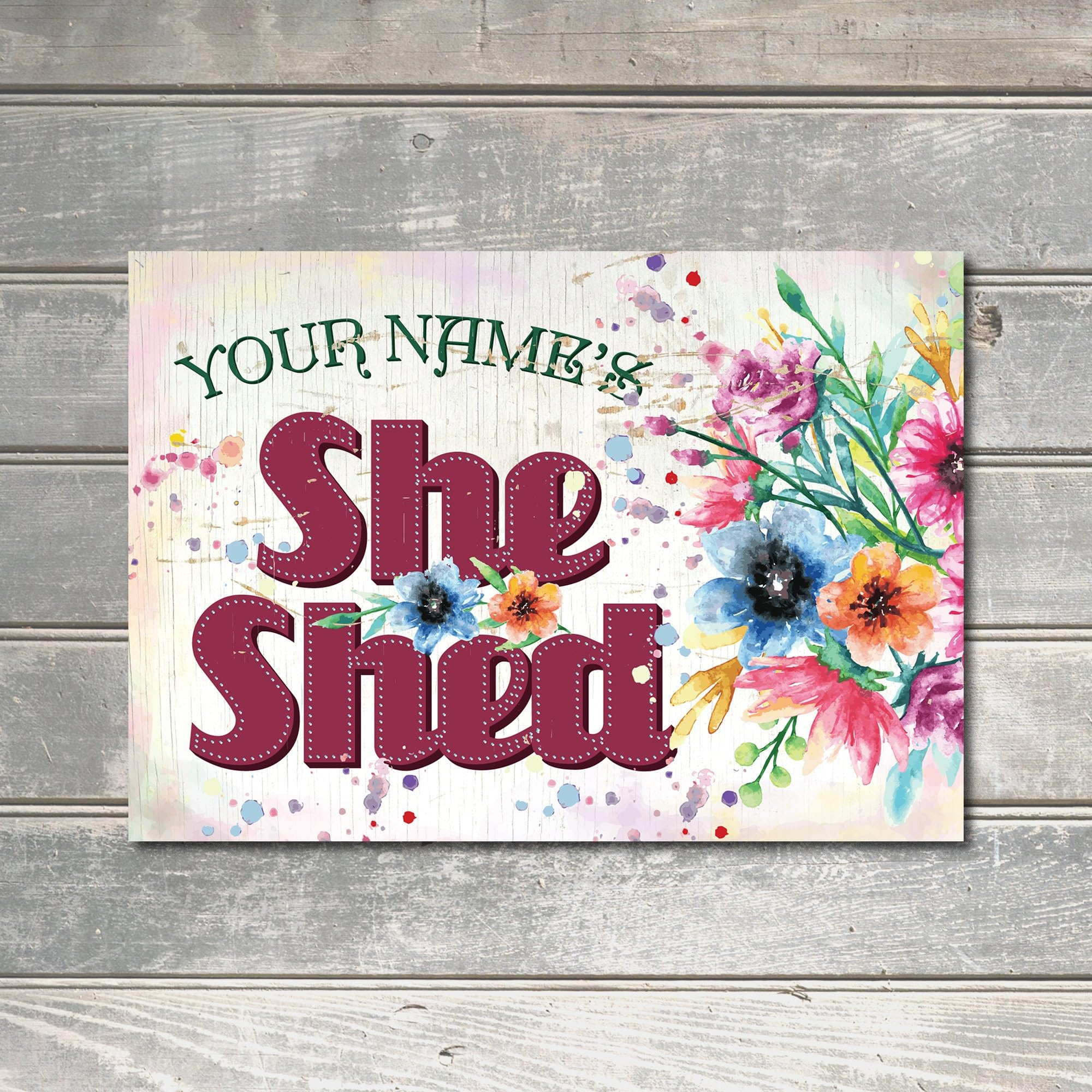 My Pixel Print Metal Personalised She Shed Sign Indoor/Outdoor Oasis And Sanctuary Decor Plaque