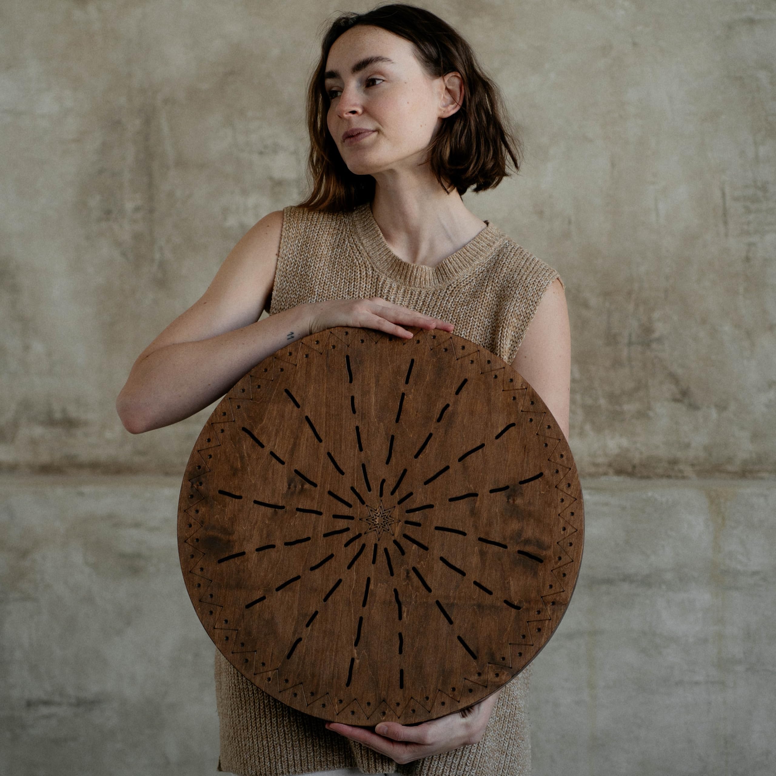 Waterfall Disk 20 inch Meditative Wooden Ocean Drum for Relaxing Sound Bath