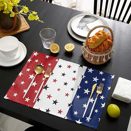 Vista 677 de Juego de 6 manteles individuales rojos para el día de San Valentín, diseño de corazón de San Valentín, resistentes al calor, lavables, manteles