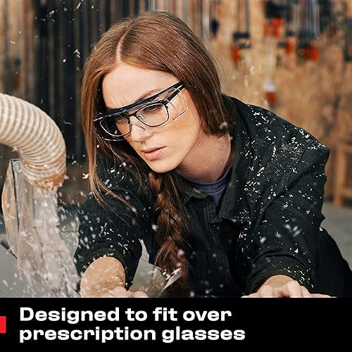 Miniatura 6 de NoCry Gafas de seguridad que se ajustan sobre tus lentes recetadas protección UV400 ANSI Z87 y gafas de seguridad ligeras con lentes transparentes