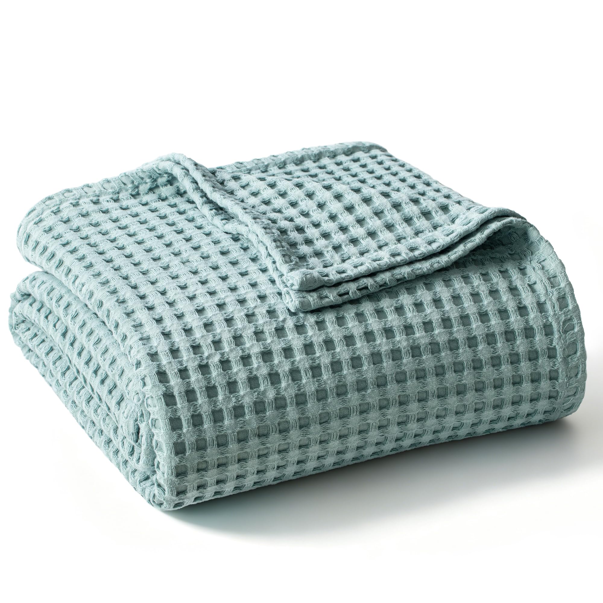 Exclusivo Mezcla Pre-Washed 100% Cotton Waffle Throw Blanket for Sofa, 330GSM Lightweight Breathable Summer Blankets, Soft and Cozy, Room Decor, Slate Blue, 130x150 CM