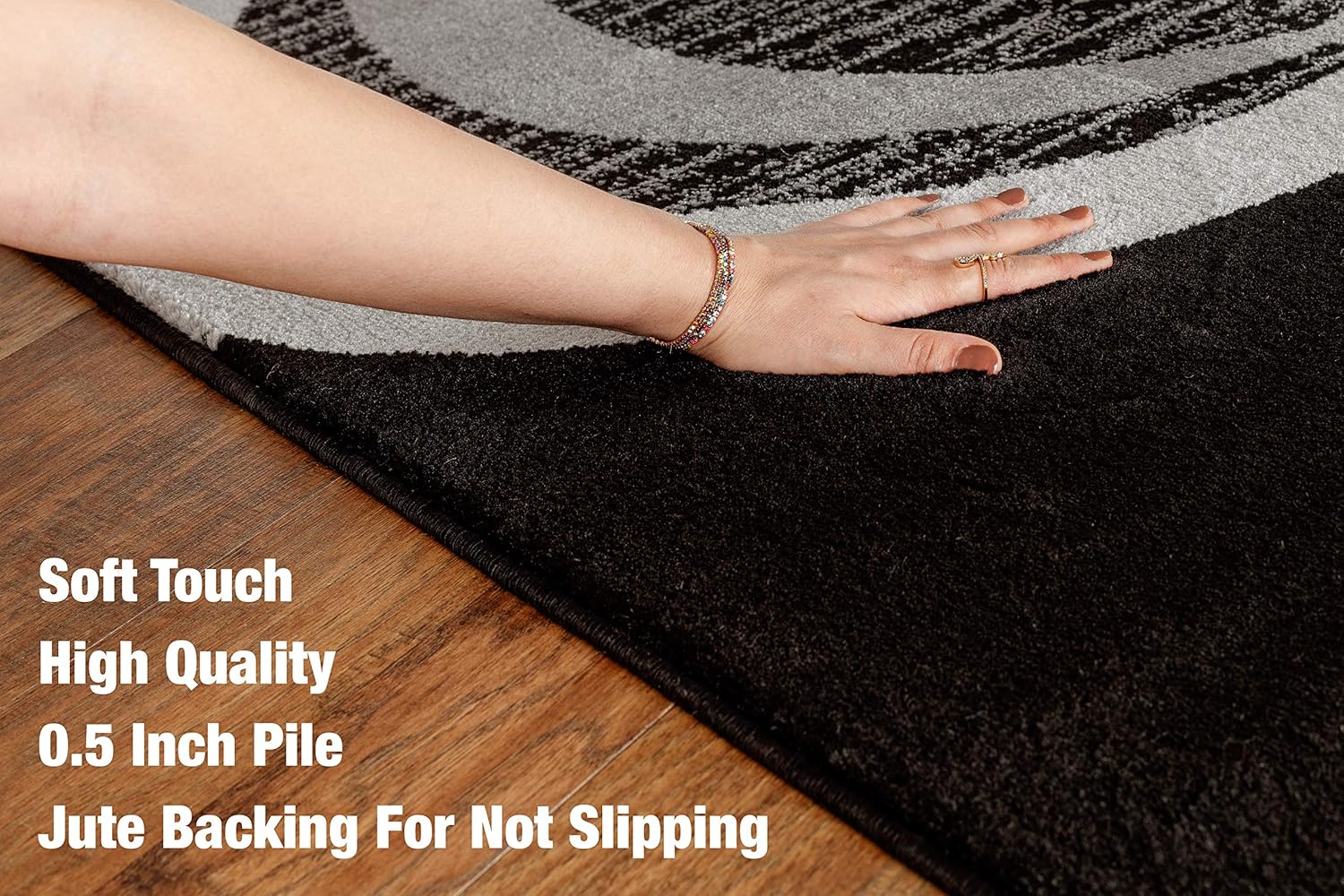 GLORY RUGS Modern Area Rug 8x10 Black Gray Swirls Carpet Bedroom Living Room Contemporary Dining Accent Sevilla Collection 4817A (8x10, Black)