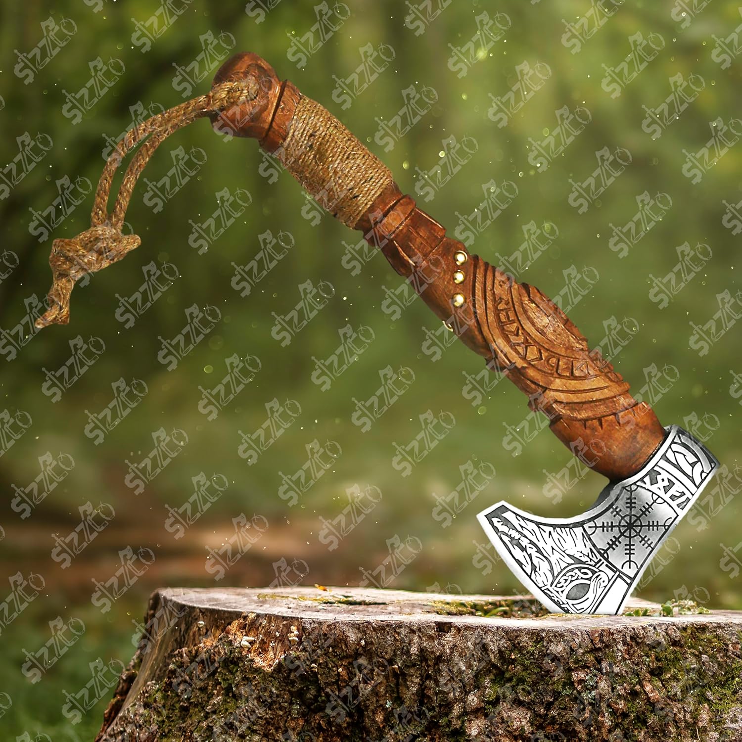 Custom Gift Forged Carbon Steel Viking Style Axe Bearded Axe with Rose Wood Shaft Tomahawk - Real Hatchet, Best Gift for Christmas, Anniversary, Valentine's Day, Birthday, Premium Leather Sheath