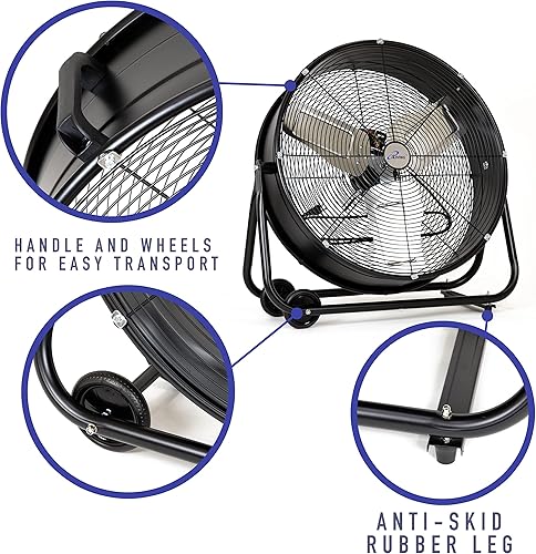 Miniatura 4 de iLIVING Ventilador de tambor de alta velocidad de 24 pulgadas, industrial, comercial, circulador de aire residencial para garaje, tienda, patio,