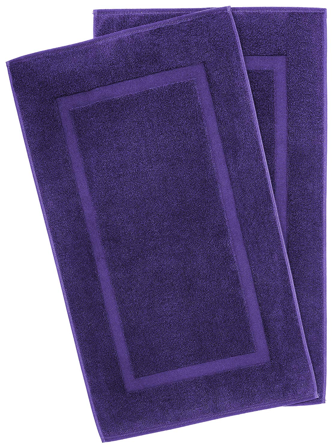 100% Cotton Bath Mats for Bathroom Floor Set of 2 Pack, 20x34 Soft Absorbent Washable Quick Dry Tub Bathmat, Purple