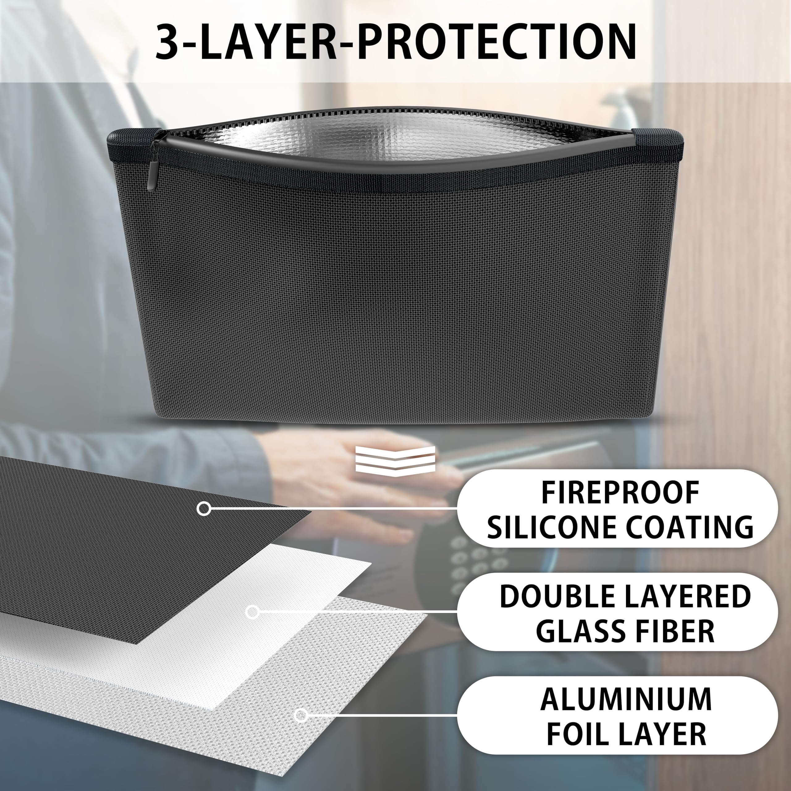 Bolsa Ignifuga para Dinero y Documentos 13,5 x 20,5 cm con Revestimiento Interior de Aluminio y Cremallera Impermeable Caja DIN A6