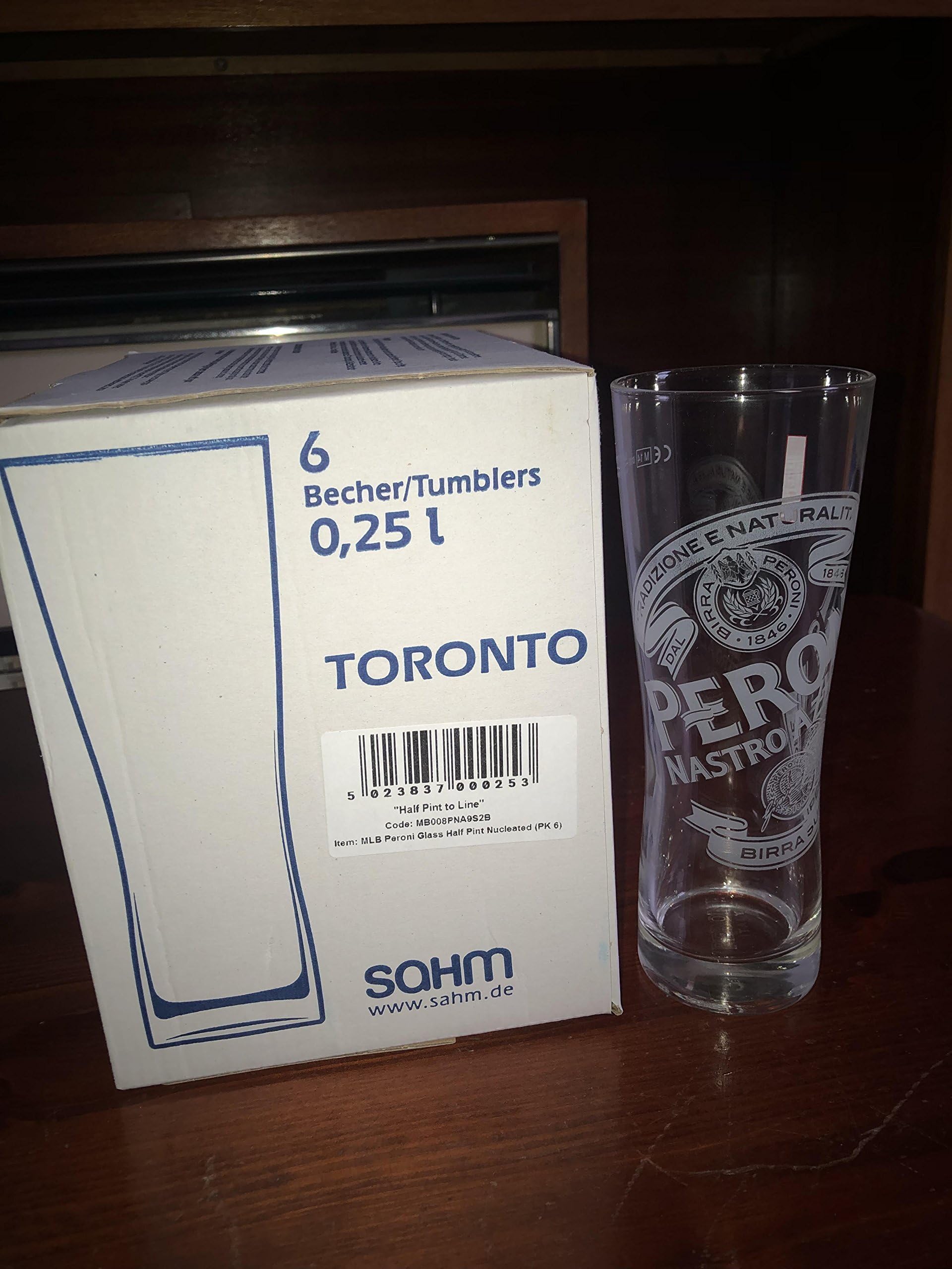 6 Peroni Nastro Azzuro Half Pint Glasses