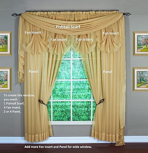 Vista 238 de Today's Curtain - Cortina Emelia de gasa original, panel de 84 pulgadas, negro, 60 pulgadas de ancho x 84 pulgadas de largo