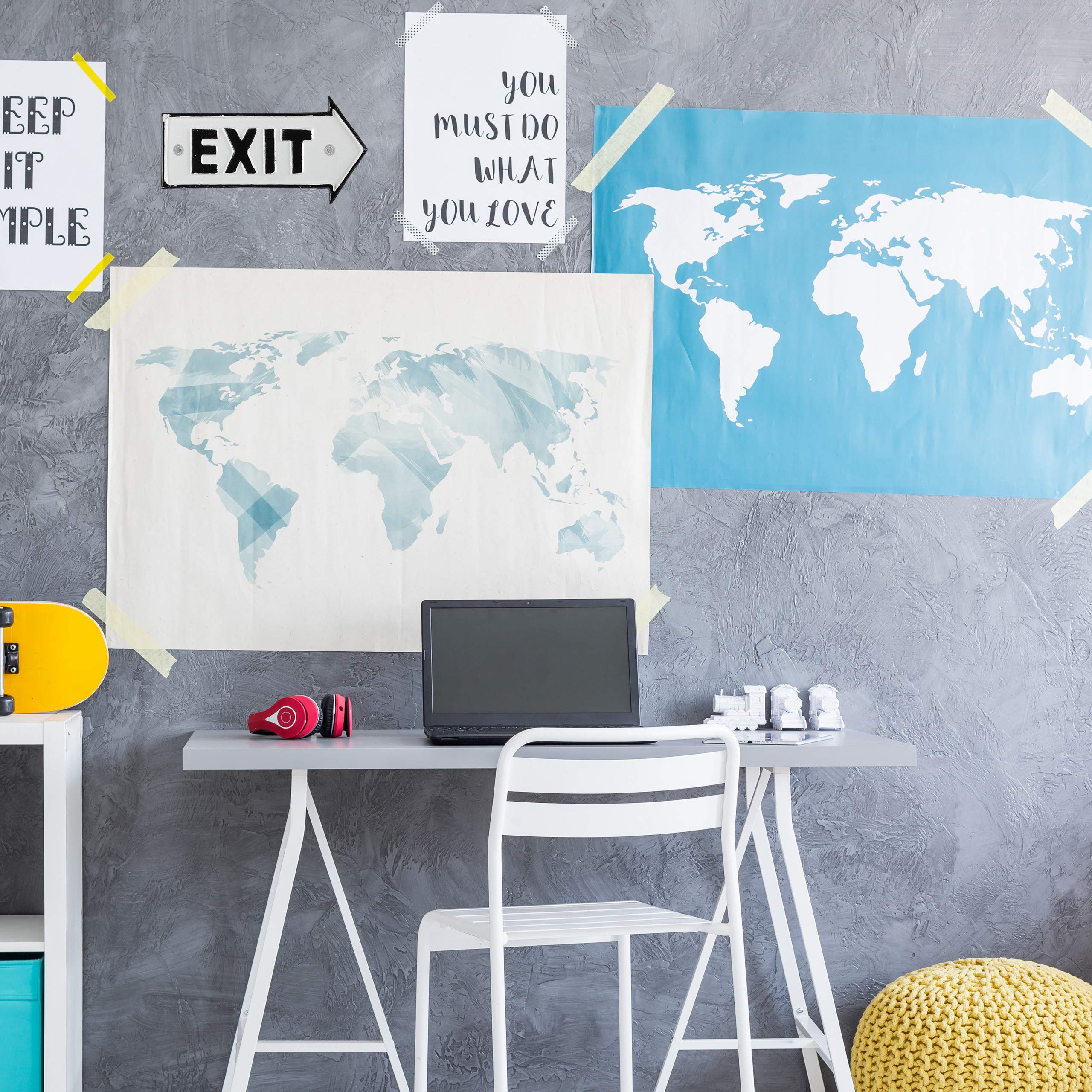 5 Placas Exit, Letreros Decorativos Pared y Puerta, Retro, Flechas Derecha, Señaléticas, Hierro Fundido, Blanco y Negro