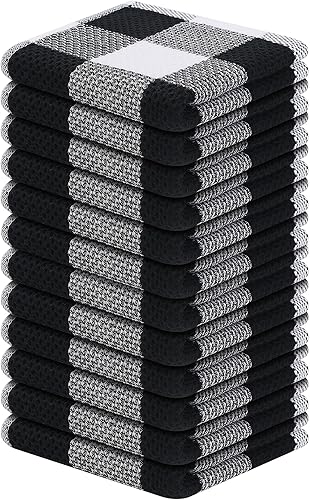 Trapos de cocina a cuadros 100% algodón, 12 x 12 pulgadas, súper suaves y absorbentes, de secado rápido, trapos de cocina para cocina, paquete de