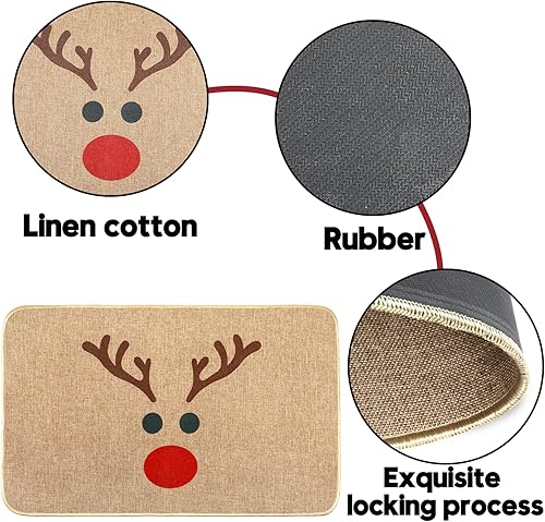 Miniatura 4 de Erweicet Tapete de Navidad de bienvenida de Navidad, antideslizante y lavable, tapete de invierno con parte trasera de goma, tapete de puerta de