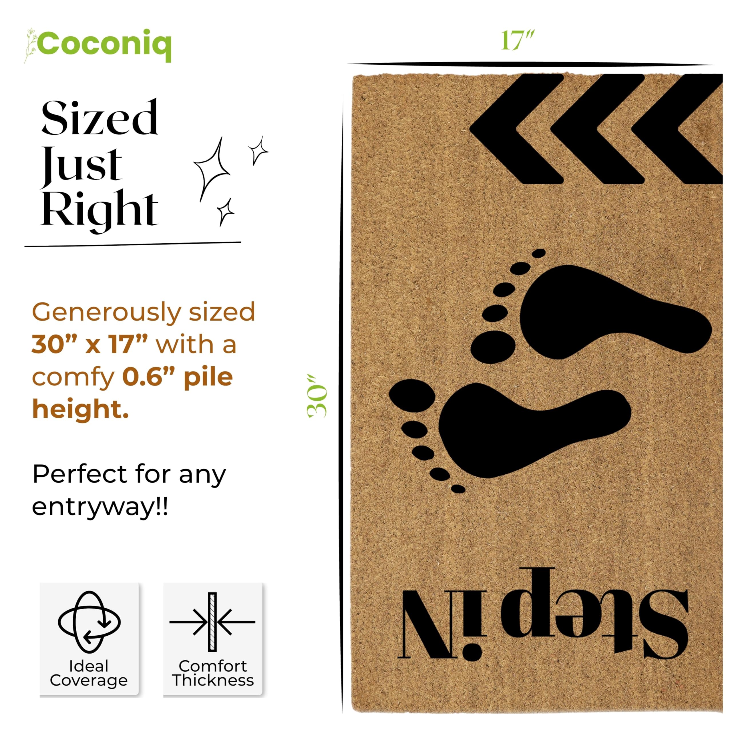 COCONIQ Coir Door Mats 43x76 cm, Non-Slip Sturdy, PVC Backed Heavy Duty, Easy to Clean, Ideal for Door Entrance Patio, Porch - Image 3