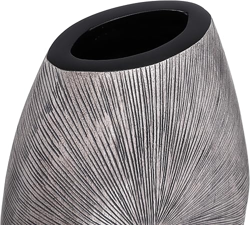 Miniatura 8 de Leewadee Jarrón decorativo alto para decoración de sala de estar, 18 pulgadas, negro, resina