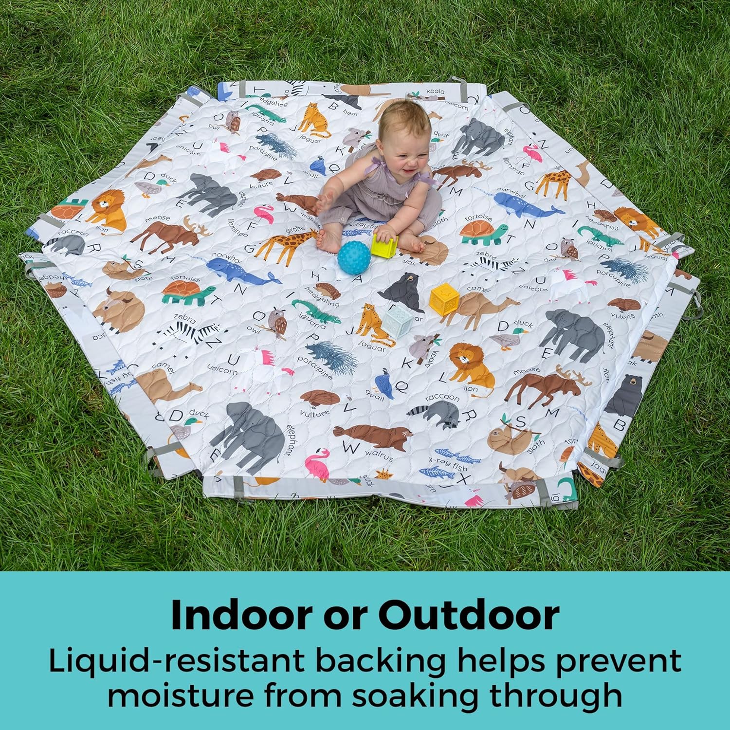 Toddleroo SecureMat Hexagon Animal ABC Playmat, Portable for Indoor & Outdoor Use