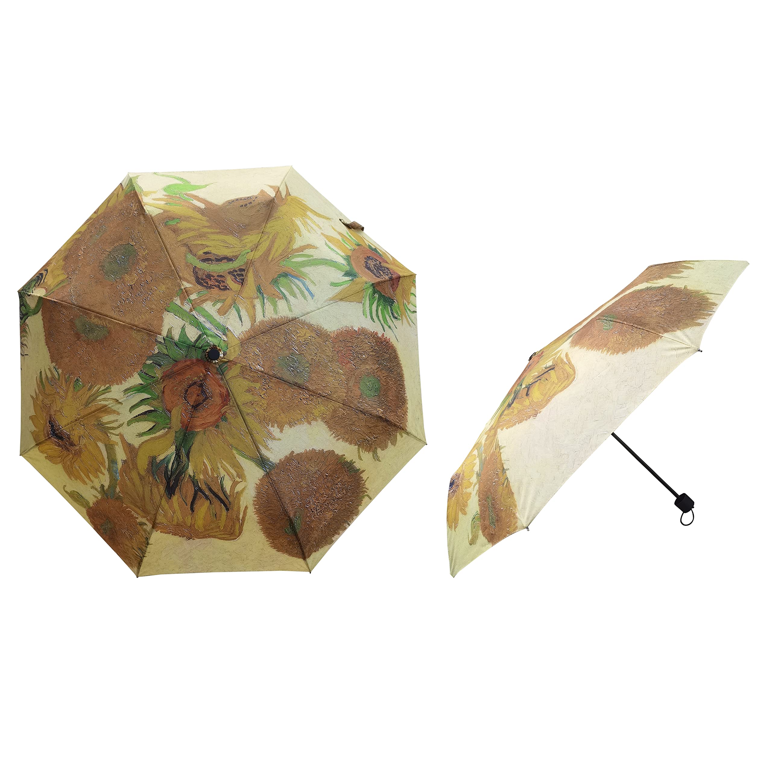 Signare Van Gogh Sunflowers Art Folding Style Compact Umbrella Brolley + Case