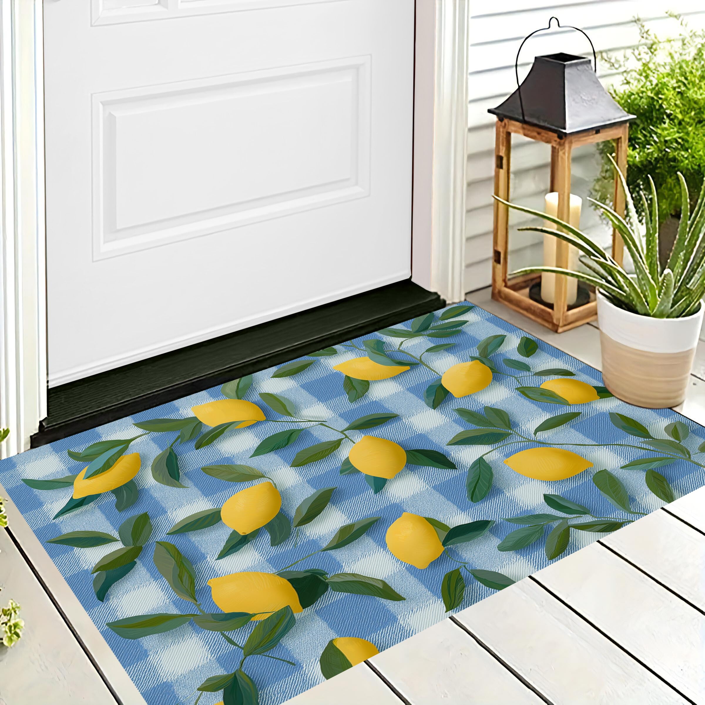 Tapis de Sol Chambre et Lit Motif Citron | Paillasson Décoration Arrière Maison 50x80 cm