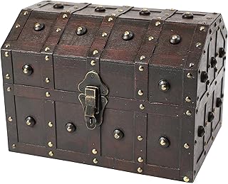 Black Vintage Caribbean Pirate Chest with Decorative Nailed Design