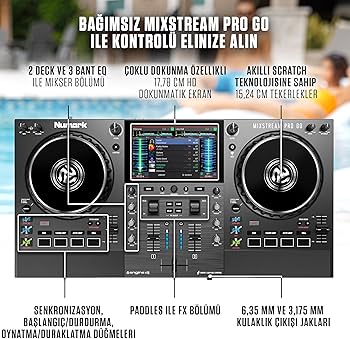 Numark Mixstream Pro Go Amazon Müzik Özellikli Pille Çalışan