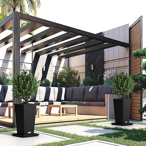 Miniatura 8 de Elevens Macetas blancas para exteriores de 28 pulgadas, modernas, cónicas, cuadradas, para interiores y exteriores, para puerta delantera, patio y