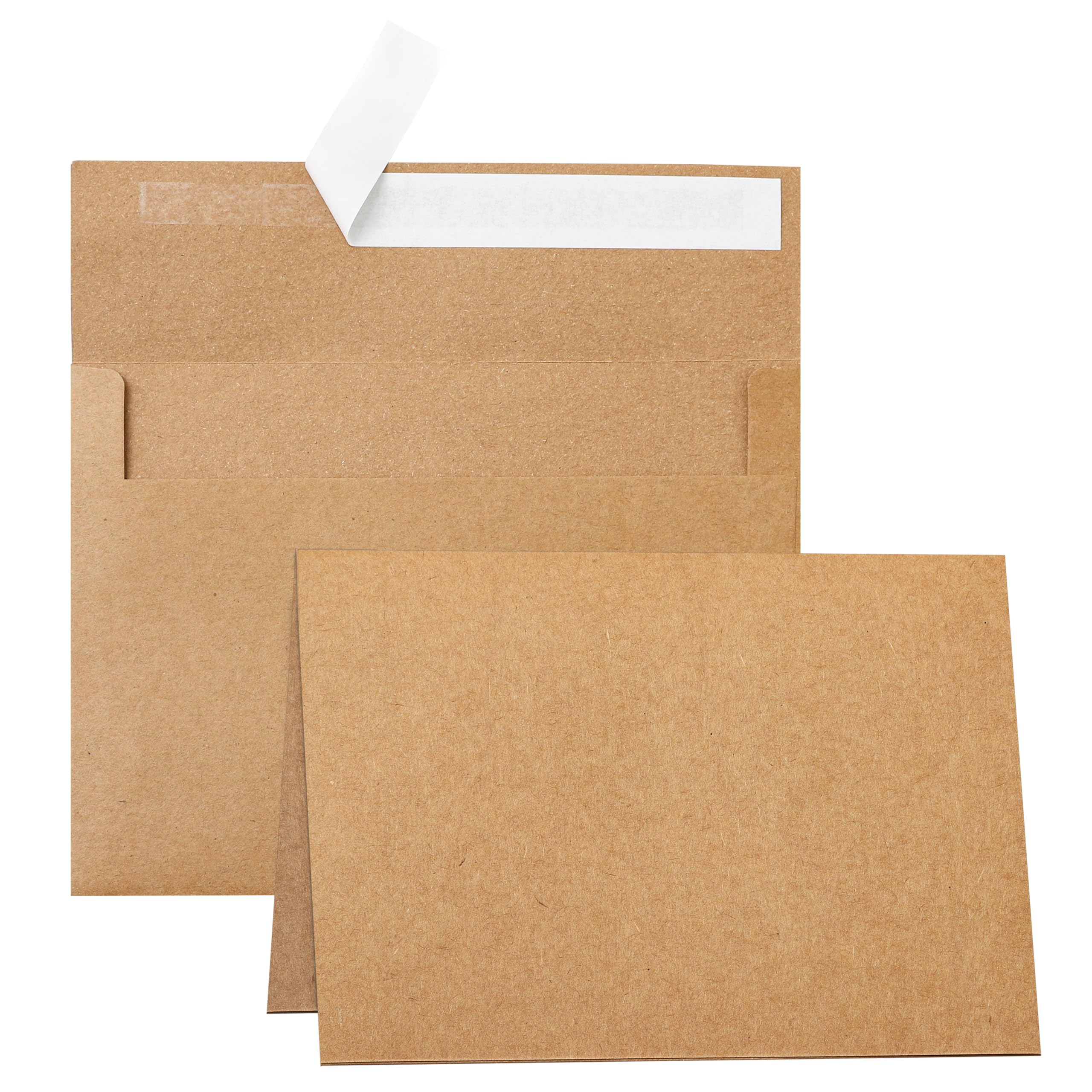 Guakicae 100 packs Brown Blank Note Cards and Envelopes 4 x 6 Heavyweight Folded Cardstock and Printable A4 Envelopes Self Seal for Greeting Cards,