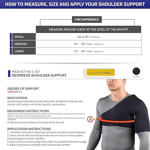 Miniatura 3 de OTC Soporte de hombro y protector de neopreno posquirúrgico, negro, mediano