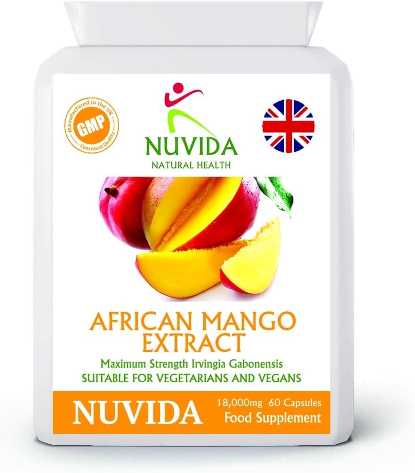 Pure African Mango Capsules - 60 High Strength 18,000mg African Mango Extract Capsules - High in Dietary Fibre - Supports Slimming and Weight Loss Plans - Vegan and Vegetarian Friendly