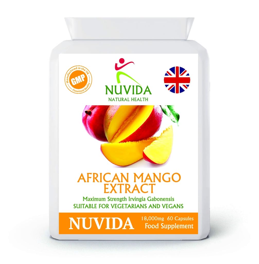 Pure African Mango Capsules - 60 High Strength 18,000mg African Mango Extract Capsules - High in Dietary Fibre - Supports Slimming and Weight Loss Plans - Vegan and Vegetarian Friendly