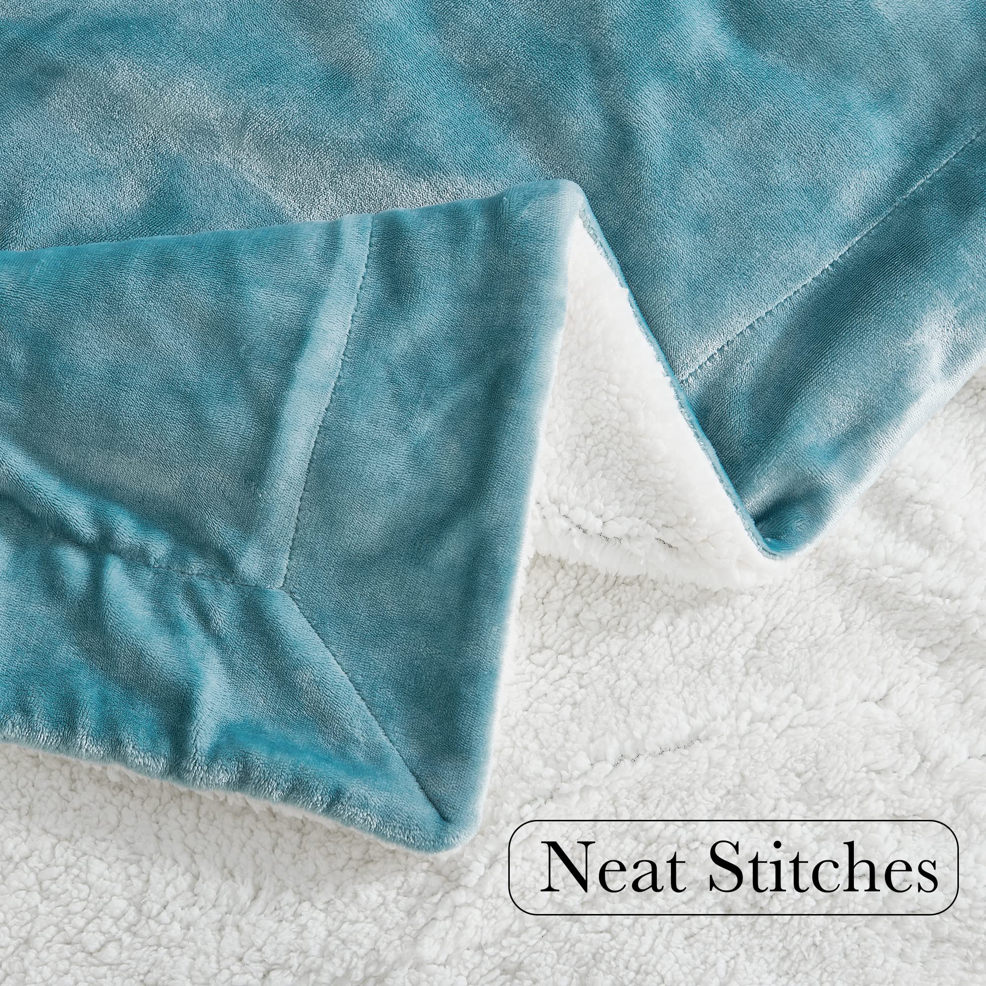 RYB HOME Soft Sherpa Blanket Throw, King Size Stone Blue Fleece Sherpa Reversible Throw Blankets Ultra Luxury Velvet Microfiber for Couch Bed Sofa, King Size, W90 x L108