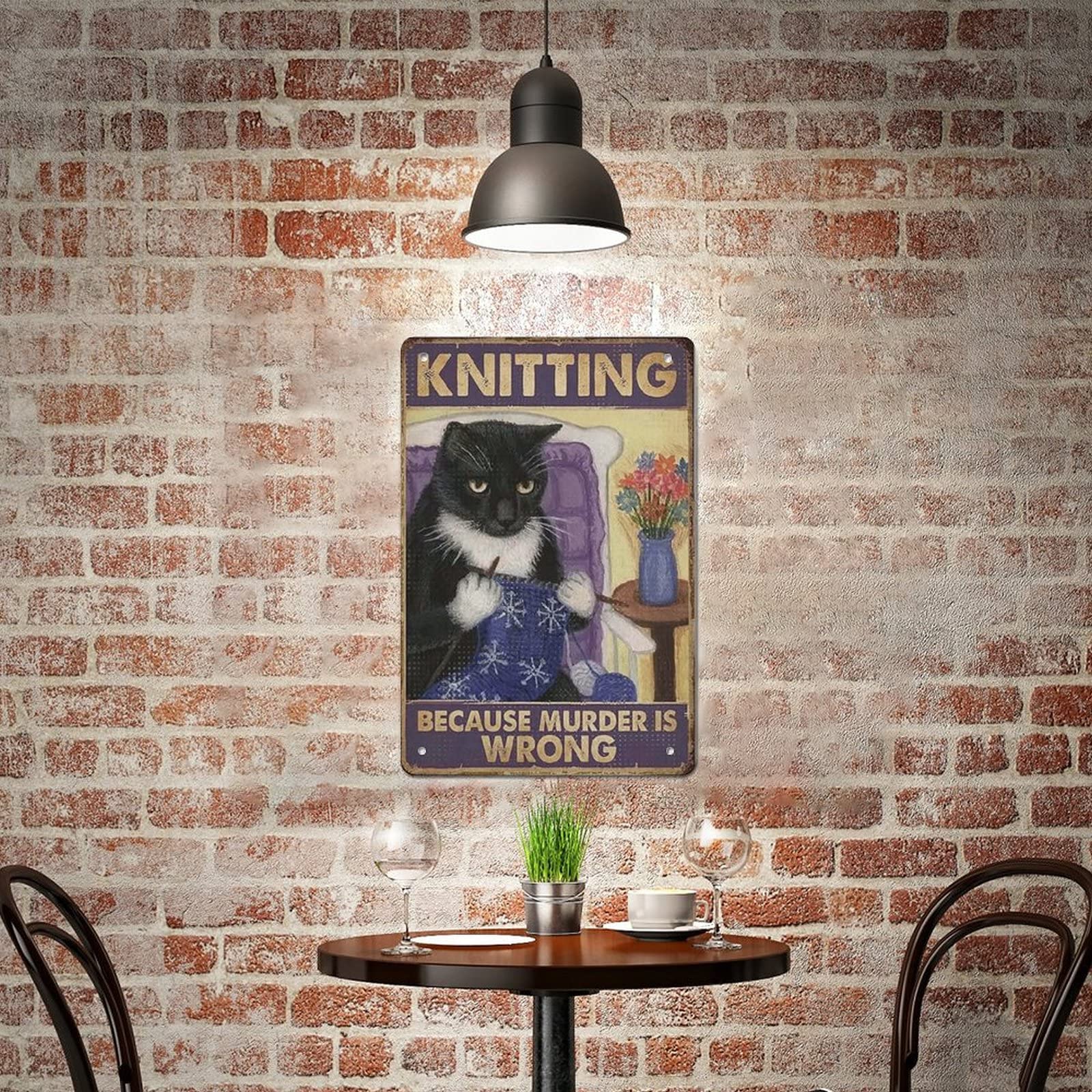 Targa In Metallo Con Gatto - 20,3x30,5 Cm - Poster Vintage In Latta Per Decorazione Parete Casa, Bar O Ufficio