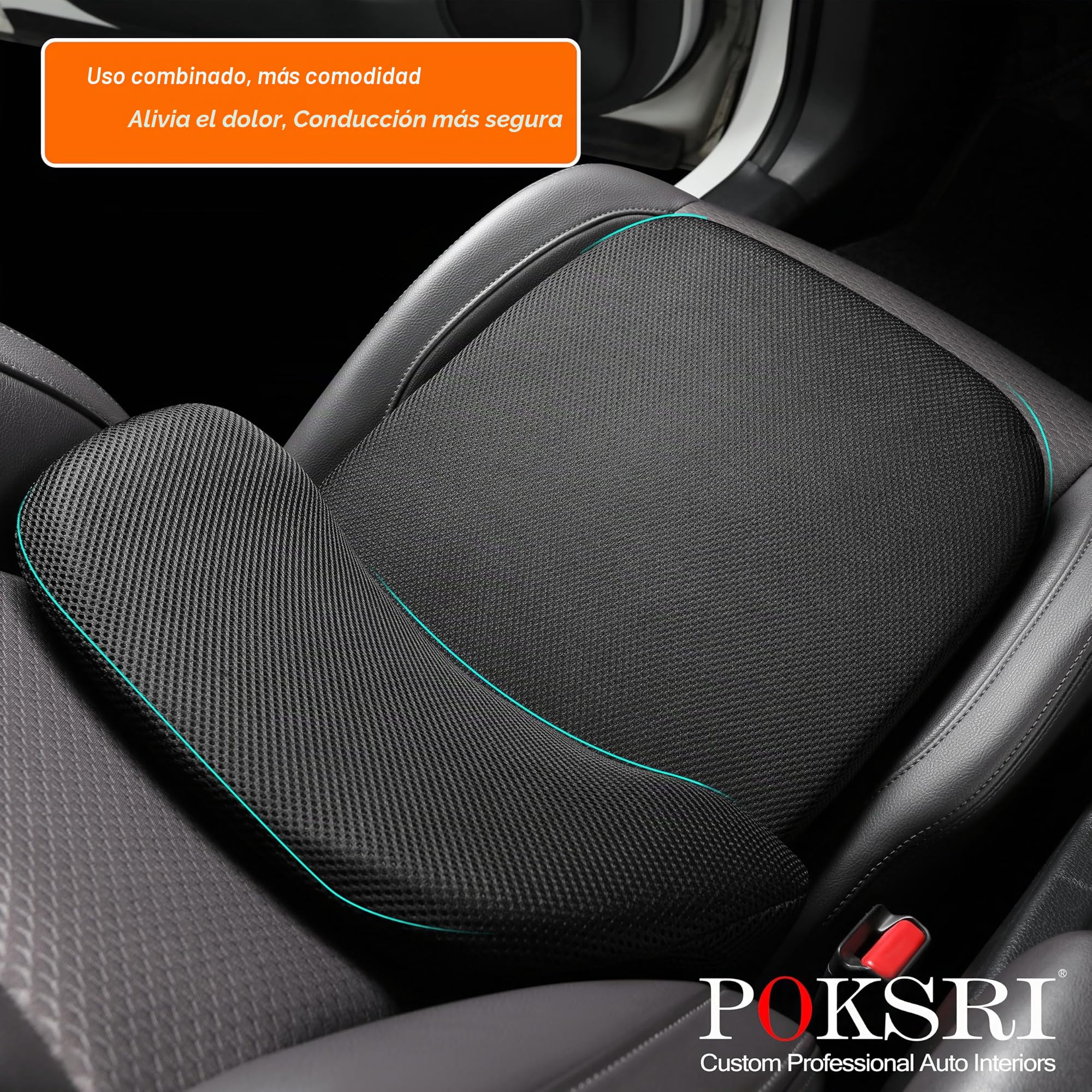 Cojin Asiento Coche&Soporte Lumbar, Alivia Dolor Espalda, Soporte Cintura, Espuma Memoria, Tela Suave, Transpirable Sin Sofocamiento, Uso Coche Oficina Descanso, Mejora Postura