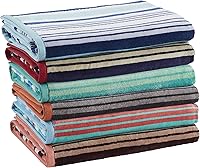 Vista 4 de Superior Toalla de playa de gran tamaño con textura de rayas, 100% algodón, 550 GSM, suave, afelpado y altamente absorbente (juego de 2)