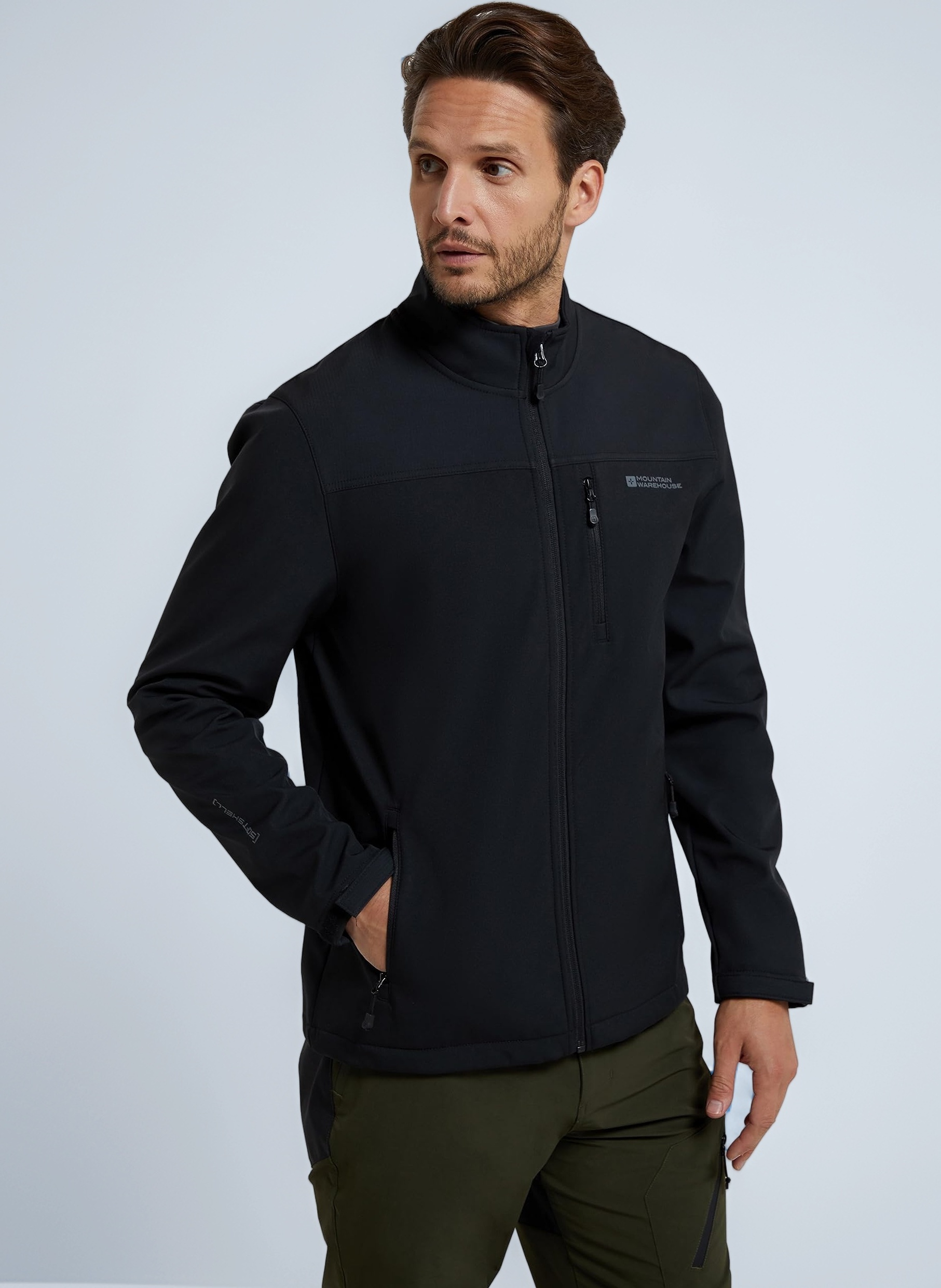 Mountain Warehouse Grasmere Mens Softshell Jacket - Water Resistant Raincoat, Breathable Mens Coat, Lightweight Jacket, Bonded Fabric - Ideal For Spring Summer