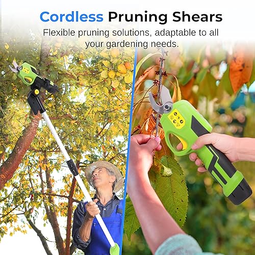 Miniatura 2 de Serenelife Tijeras de podar inalámbricas y cortador de ramas  Podadora eléctrica con mango telescópico para 6 pies de alcance  Batería recargable y