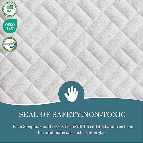 Miniatura 4 de Sleepmax Colchón King de 10 pulgadas, colchón híbrido firme de lujo, alivio del dolor, cama en una caja, soporte extra lumbar y de cadera, sin fibra