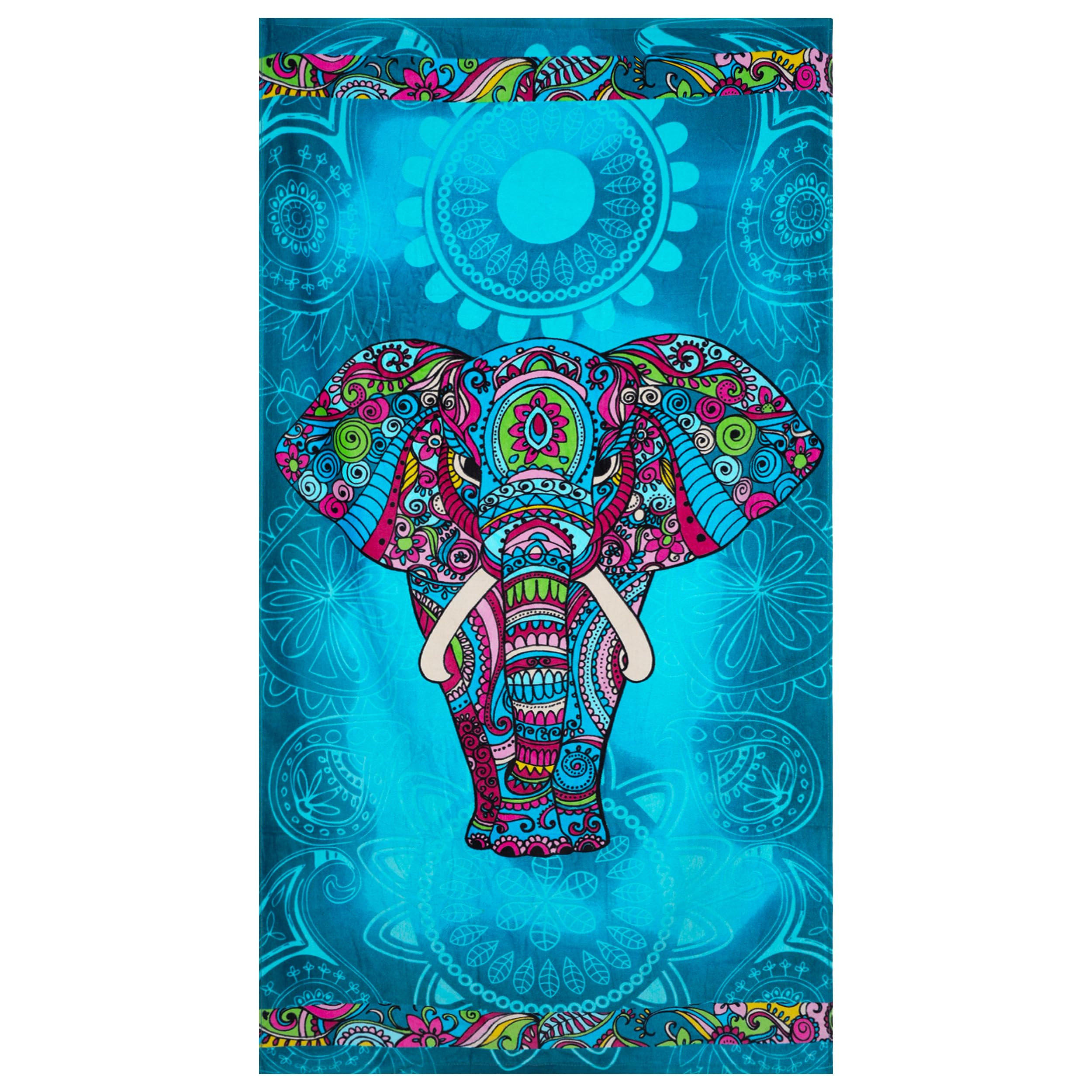 Toalla de Playa Grande y Ultra Suave, 100% Algodón, Absorbente y de Secado Rápido, Ideal para Piscina y Ducha, Controla la Arena, 90x170 cm - Elefante