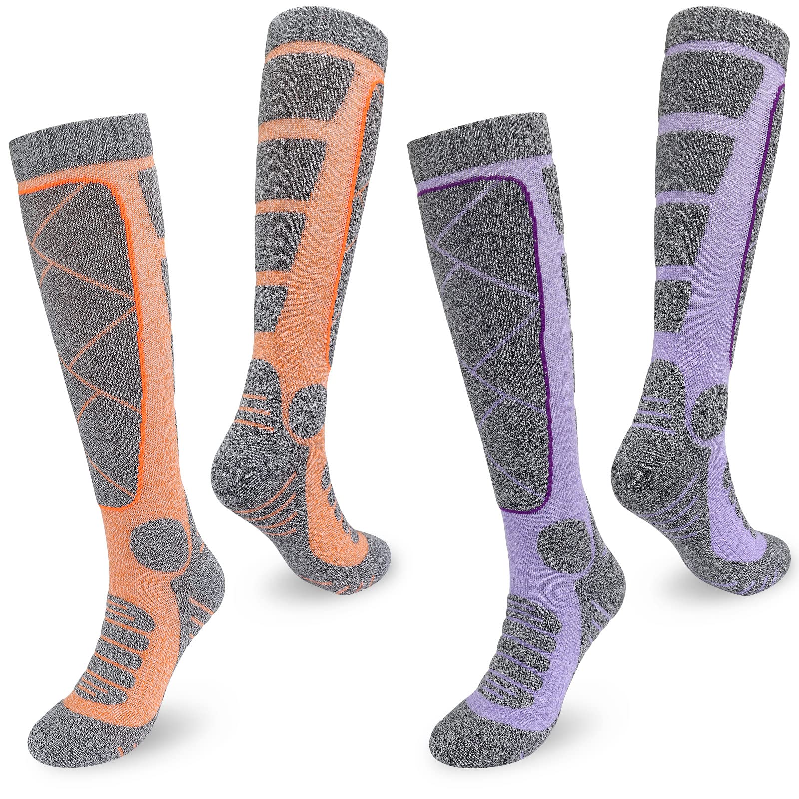 Smlper 2 Pairs Ski Socks Womens 4-7,Knee High Thermal Socks Outdoor Winter Warm Sports Socks for Cold Weather Skiing Snowboarding and Hunting