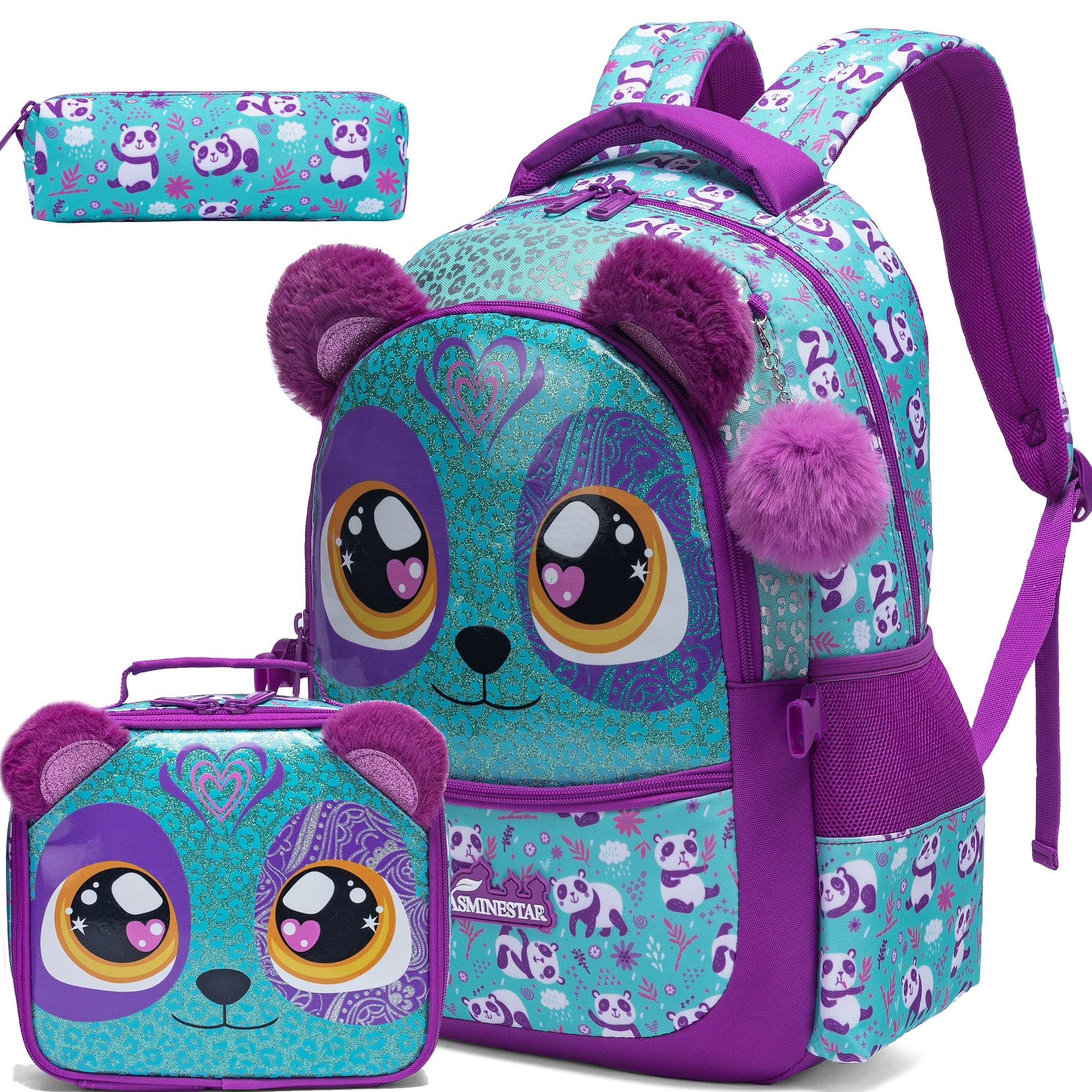MYHSBYO 3 in 1 Backpack Set for Girls - Ages 8-10 with Lunch Box & Pencil Case