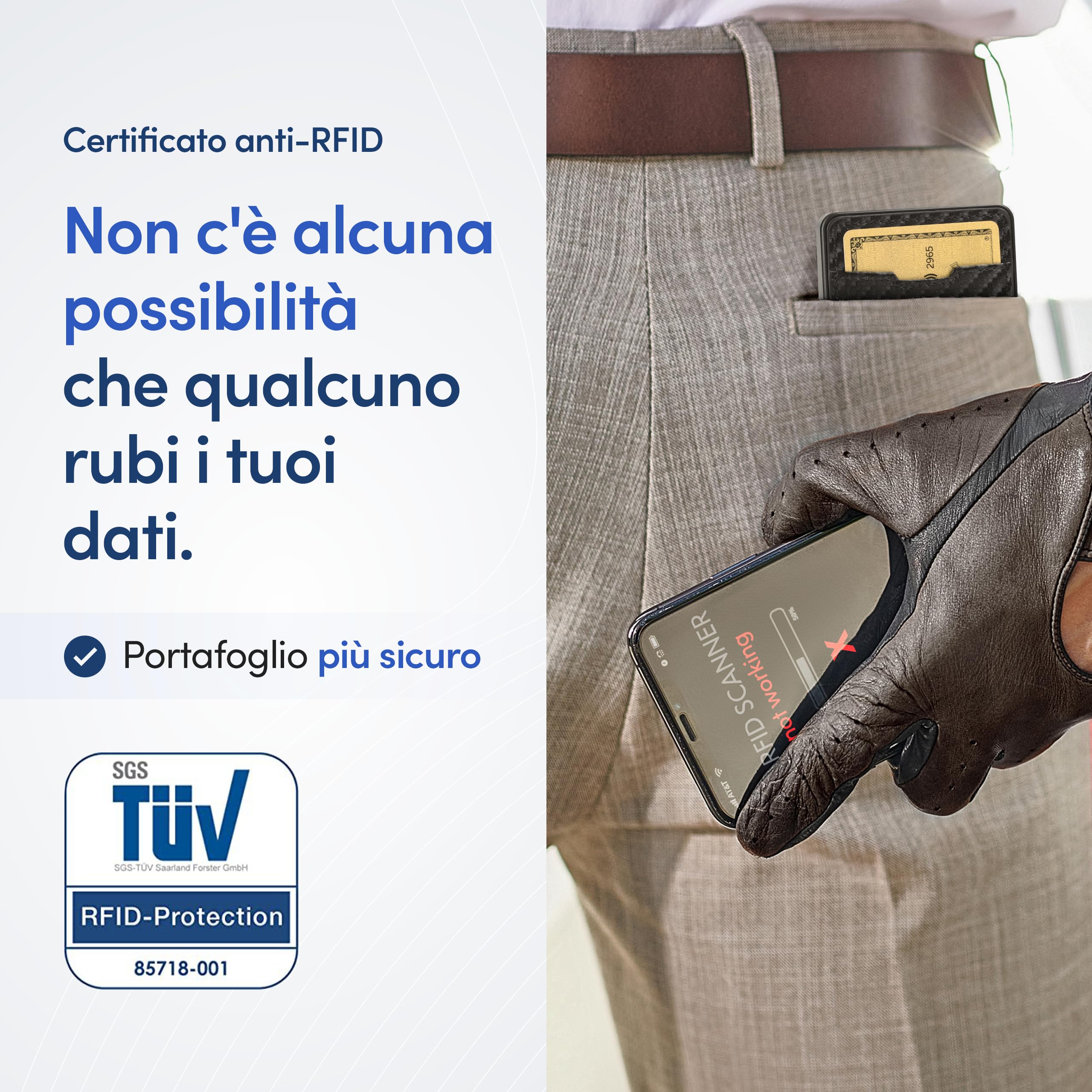 TRAVANDO SWYPE Alluminio Portafoglio Uomo Slim - Carbonio Portacarte Uomo Protezione RFID - Porta Tessere piccolo con Tasca per Contanti - Portafogli Slim Di Credito - Mini Smart Wallet