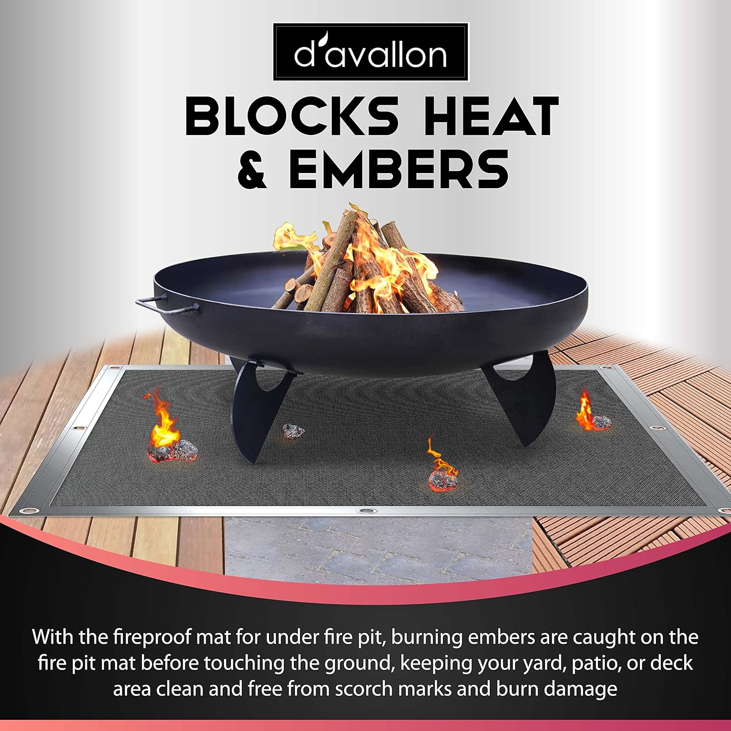 Premium Fire Pit Mat 40"x40" 4 Layer, 6mm XtraThick,Double