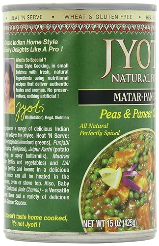 Miniatura 6 de Jyoti Matar Paneer, 12 latas de 15 oz cada una, Todo Natural, Producto de Estados Unidos, Sin gluten, Vegetariano, Sin BPA, Halal